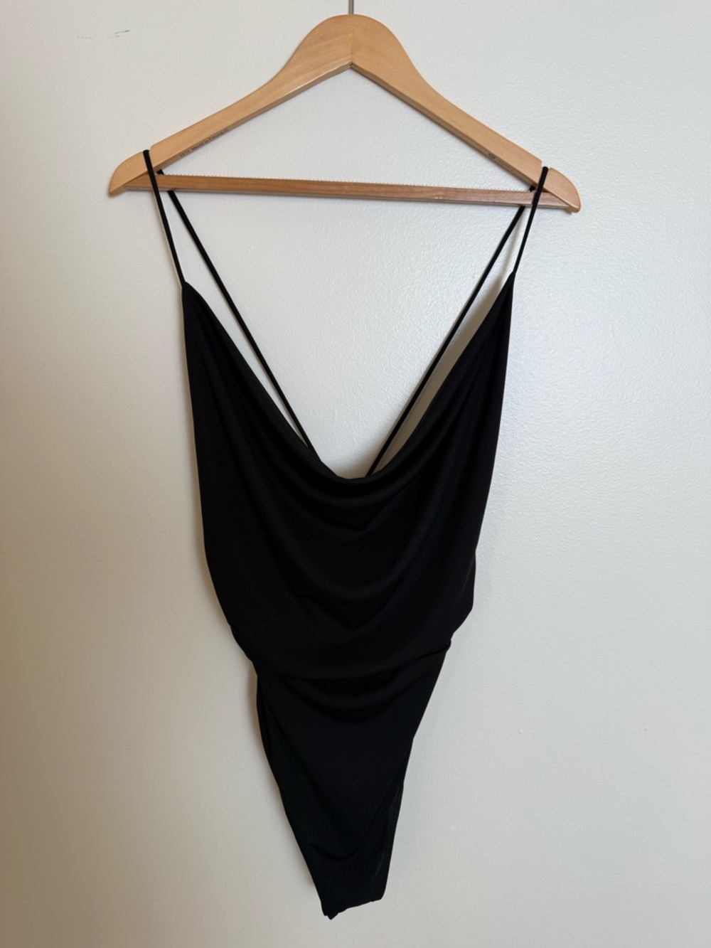 Zara Black Cowl Neck Spaghetti Strap Bodysuit